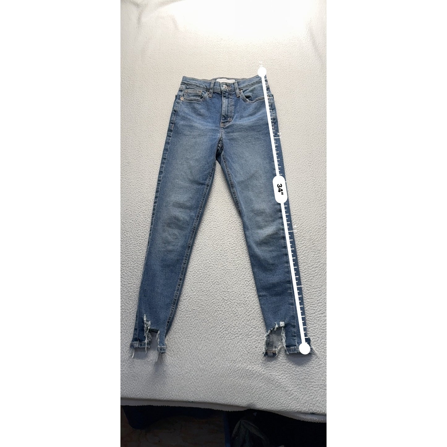 Topshop Jamie Distressed High-Rise Skinny Jeans W25 L30 Denim Blue #7942