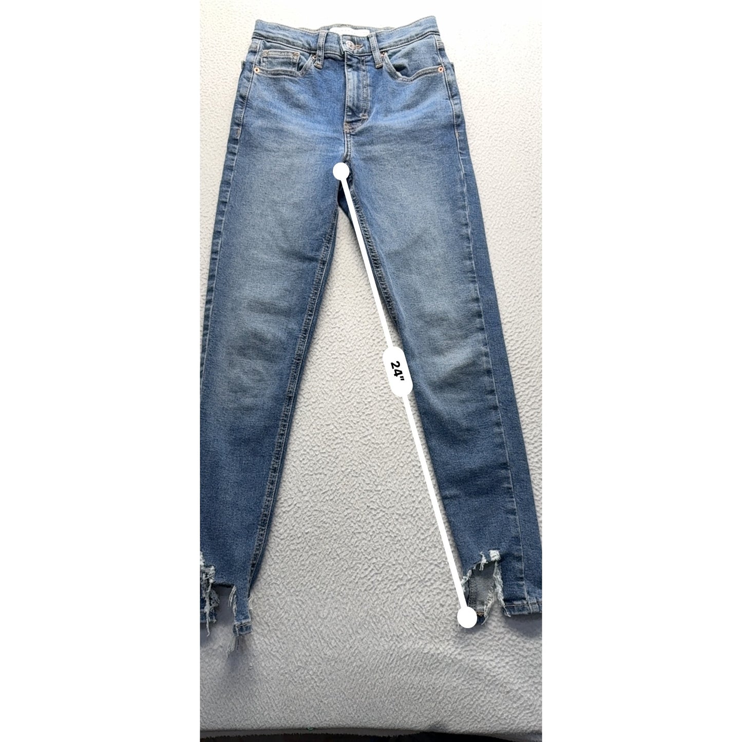 Topshop Jamie Distressed High-Rise Skinny Jeans W25 L30 Denim Blue #7942