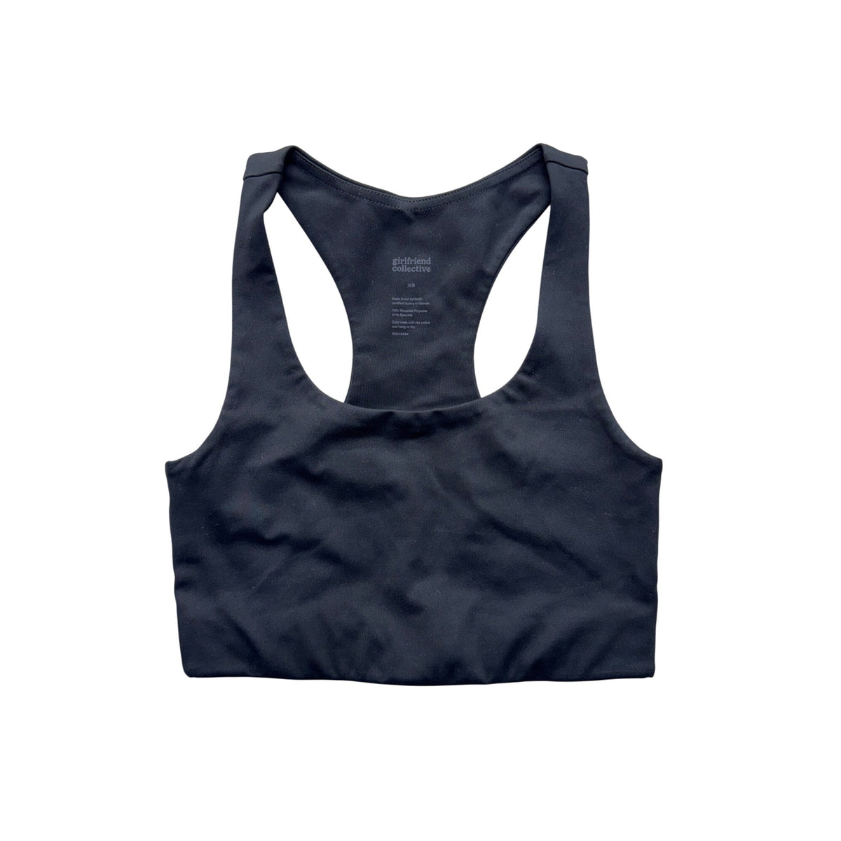 Girlfriend Collective Black Racerback Sports Bra XS Recycled Polyester #9734