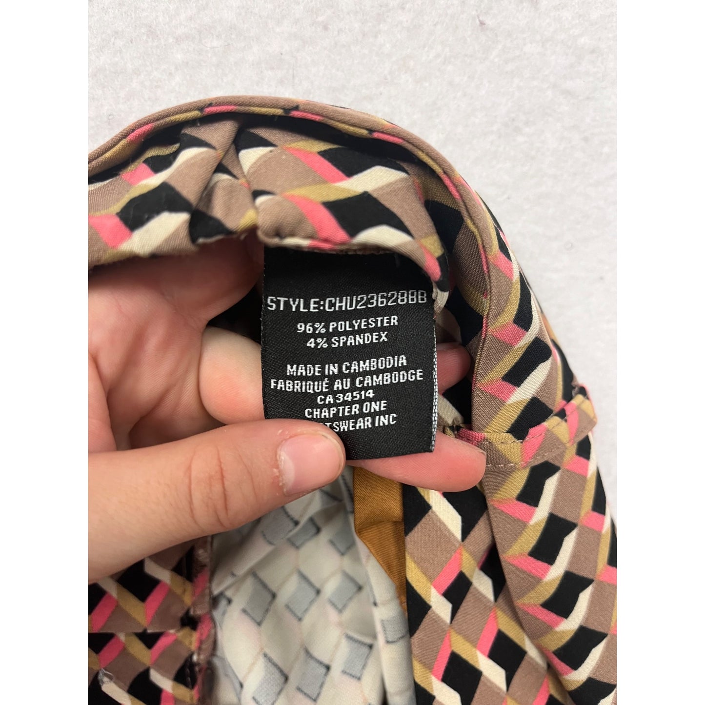 Geometric Print XL Trousers with Belt #8462