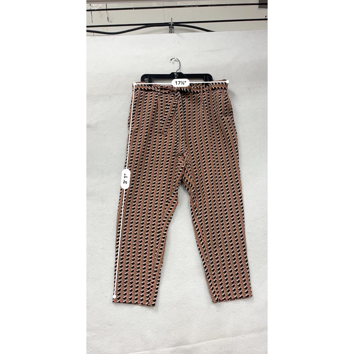 Geometric Print XL Trousers with Belt #8462