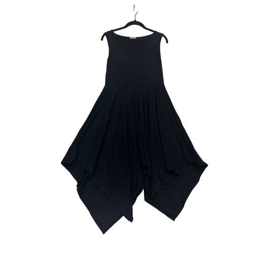 Sleeveless Black Asymmetric Hem Tank Dress With Flowy Design #94A