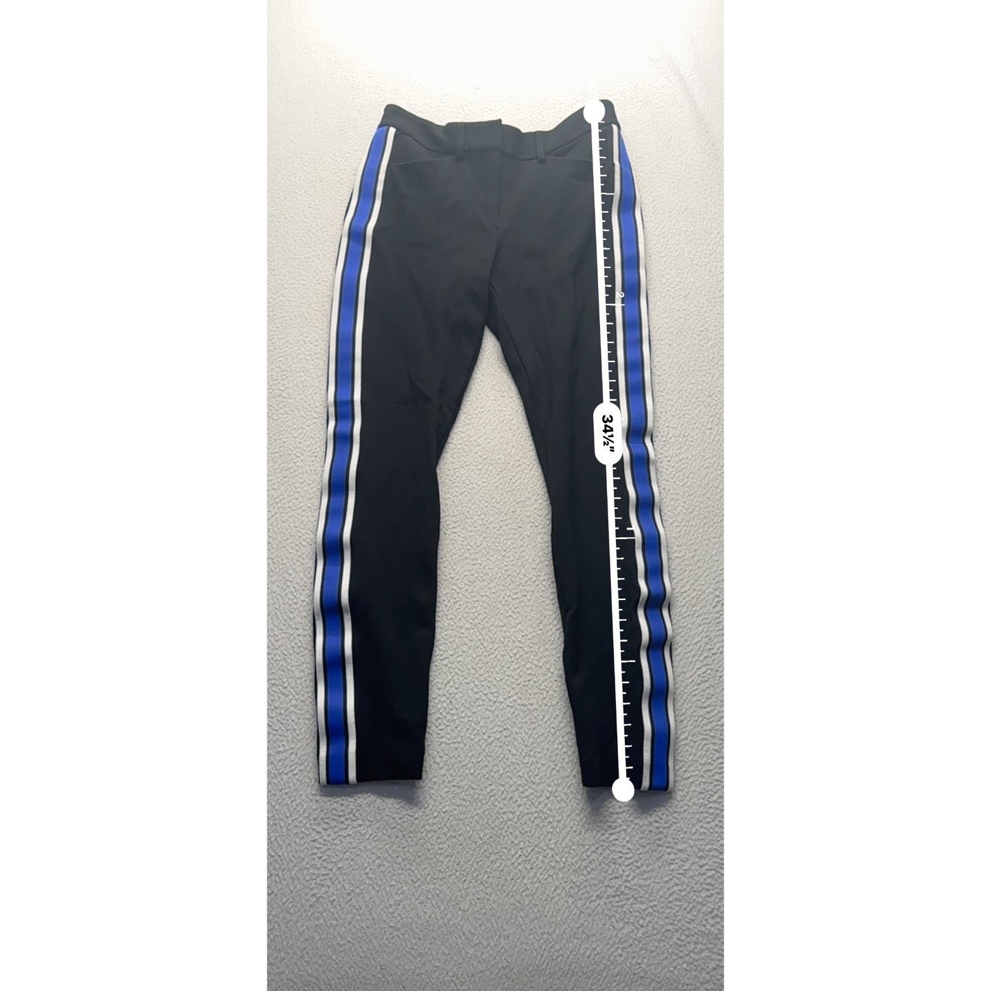 Express Skinny Mid Rise Pants Blue & White Side Stripes Stretch Fabric #9269