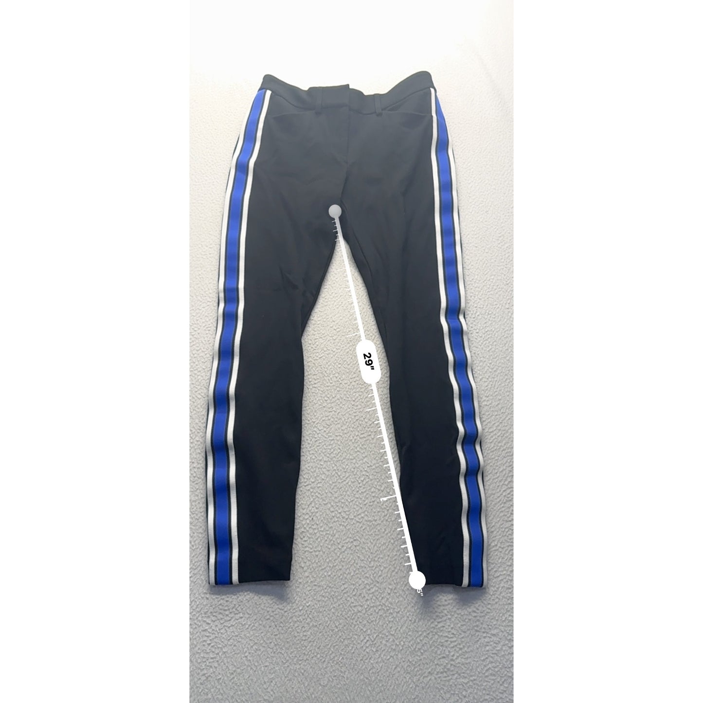 Express Skinny Mid Rise Pants Blue & White Side Stripes Stretch Fabric #9269