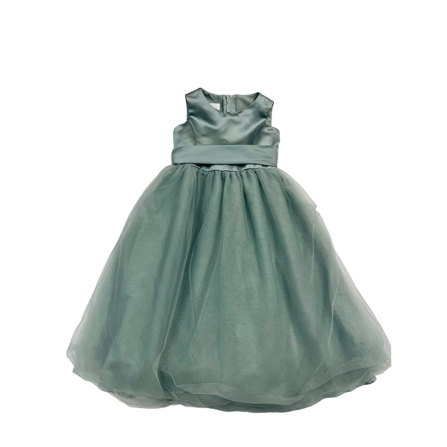 Girls Sage Satin Flower Girl Dress #2380