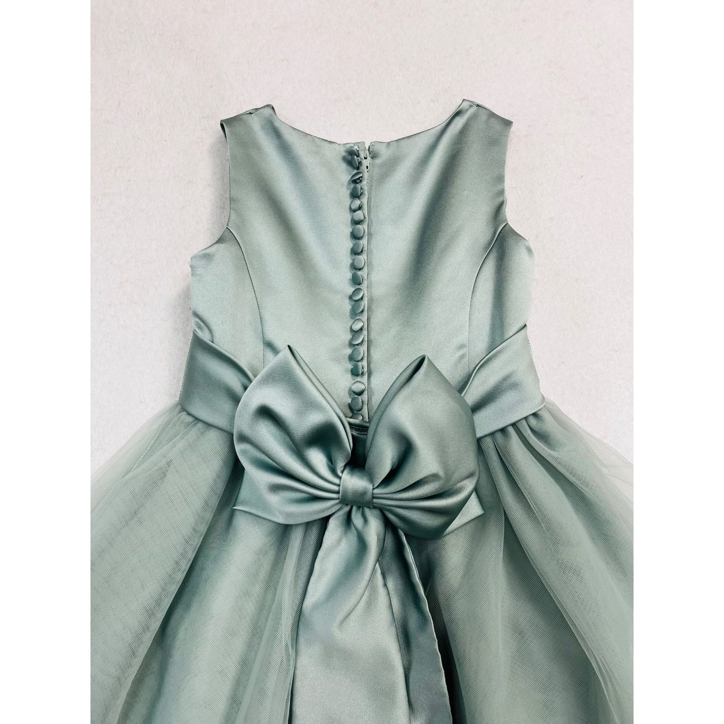 Girls Sage Satin Flower Girl Dress #2380