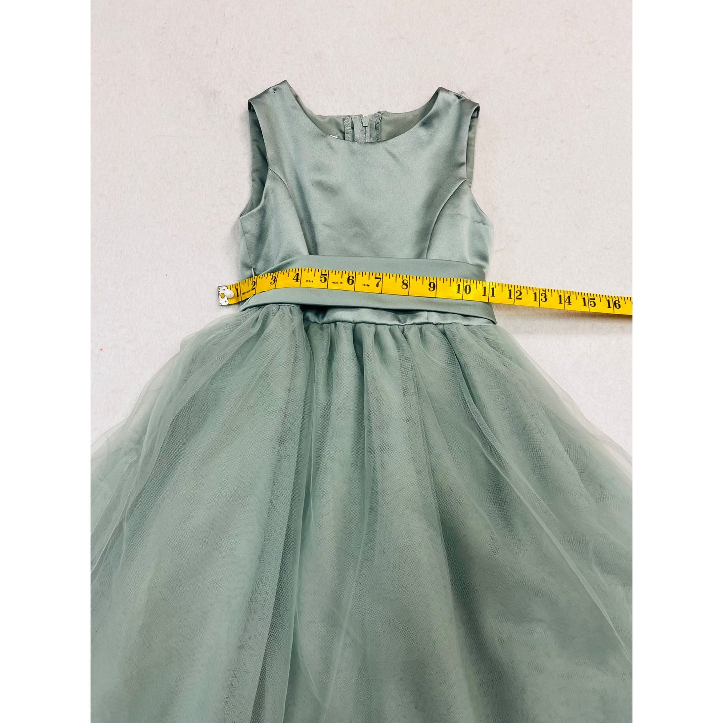 Girls Sage Satin Flower Girl Dress #2380