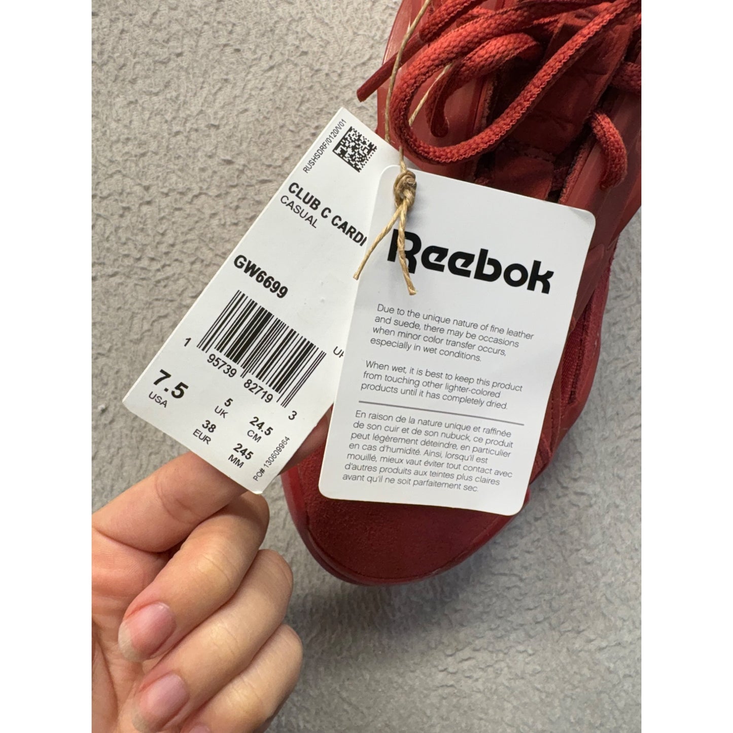 Reebok Club Cardi Casual Red Sneakers Size 7.5 Womens #356B
