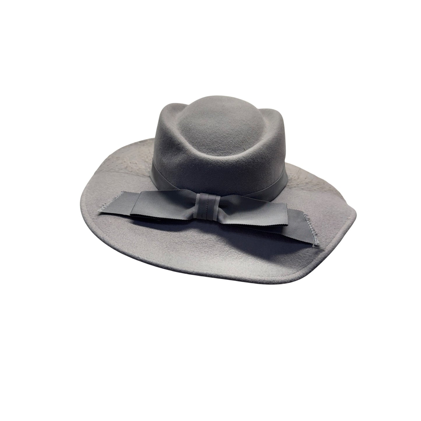 Vintage Ernie Gray Wide Brim Hat With Bow & Veil Accent #9766