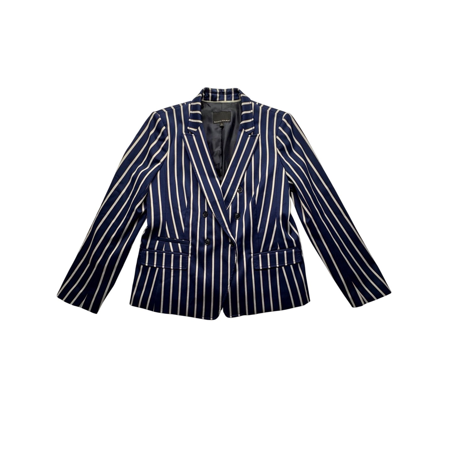 Banana Republic Womens Navy & White Striped Blazer Size 14 #7725