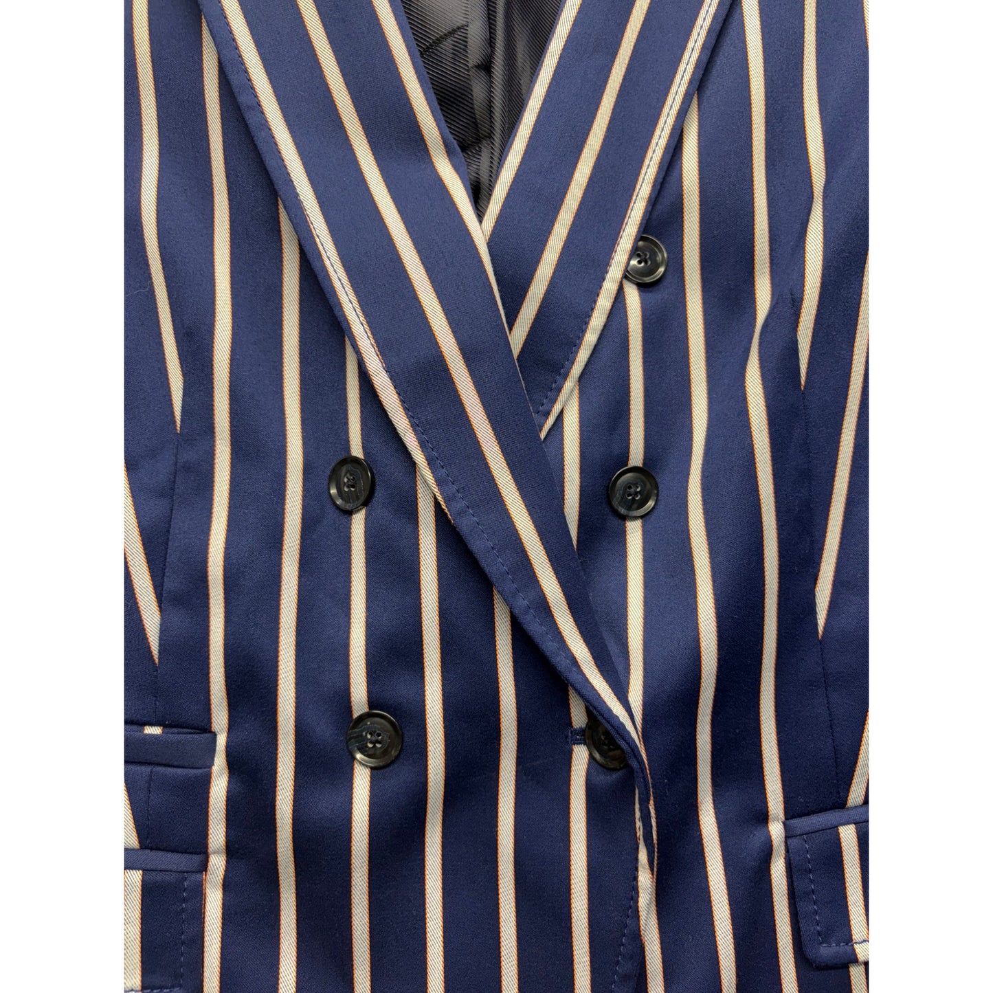 Banana Republic Womens Navy & White Striped Blazer Size 14 #7725
