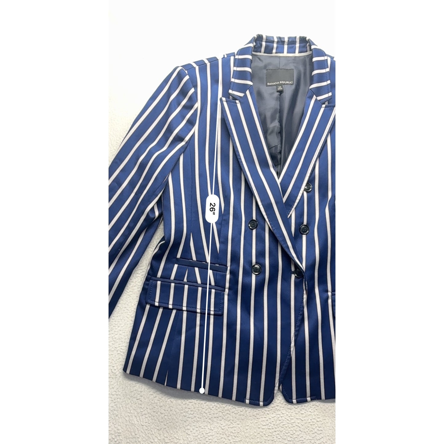 Banana Republic Womens Navy & White Striped Blazer Size 14 #7725