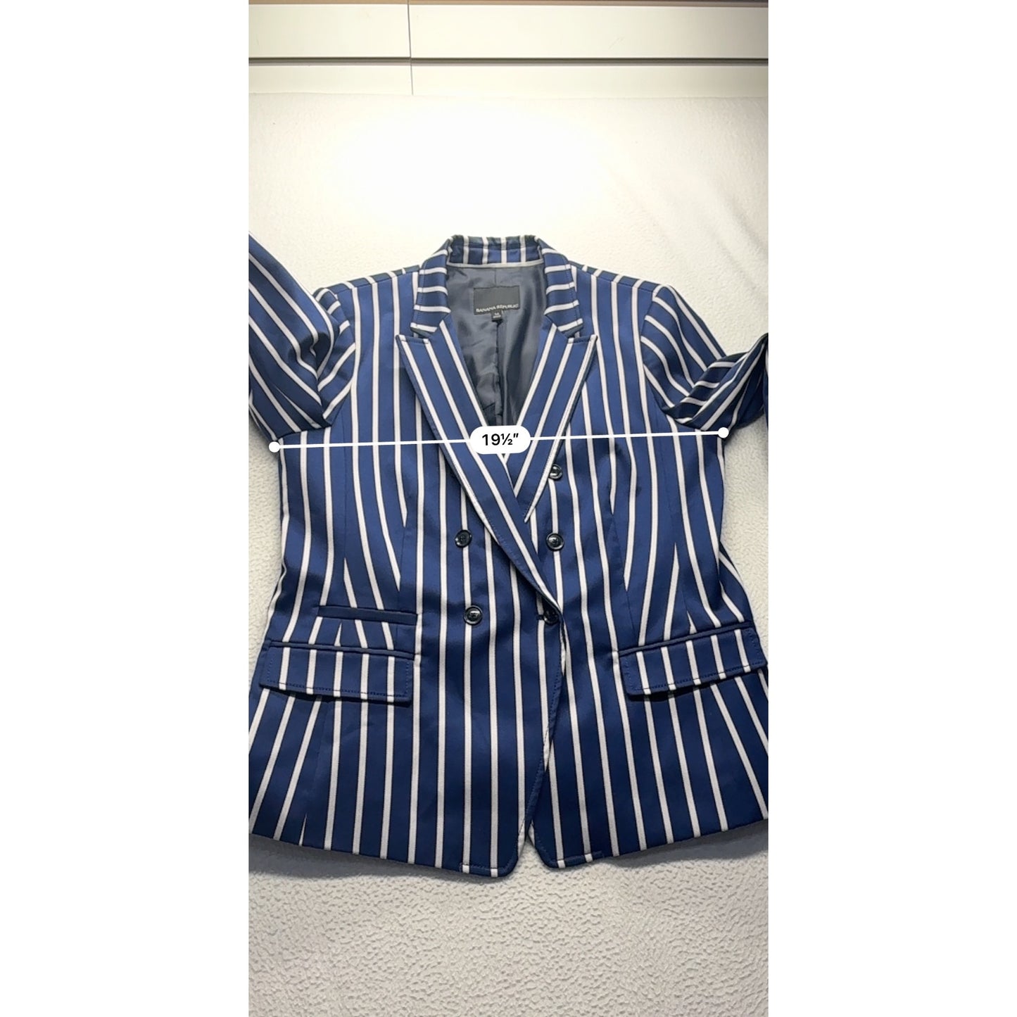 Banana Republic Womens Navy & White Striped Blazer Size 14 #7725