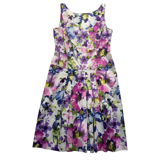 Floral Sleeveless Pleated Dress By American Living Size 6 #9138
