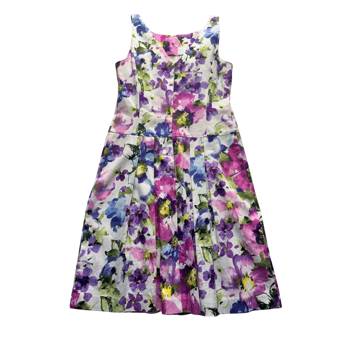 Floral Sleeveless Pleated Dress By American Living Size 6 #9138