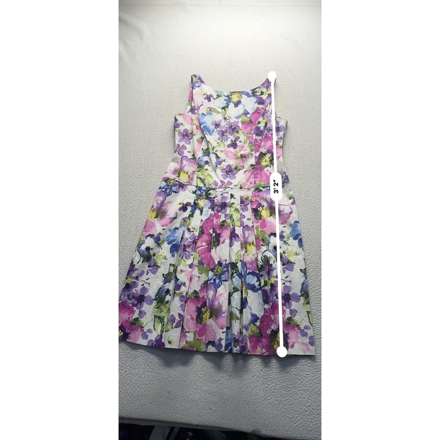 Floral Sleeveless Pleated Dress By American Living Size 6 #9138