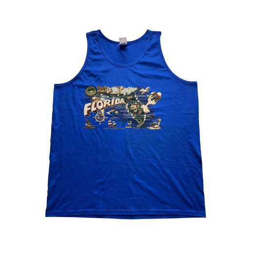 Gildan Ultra Cotton Blue Florida Graphic Tank Top XL #9535