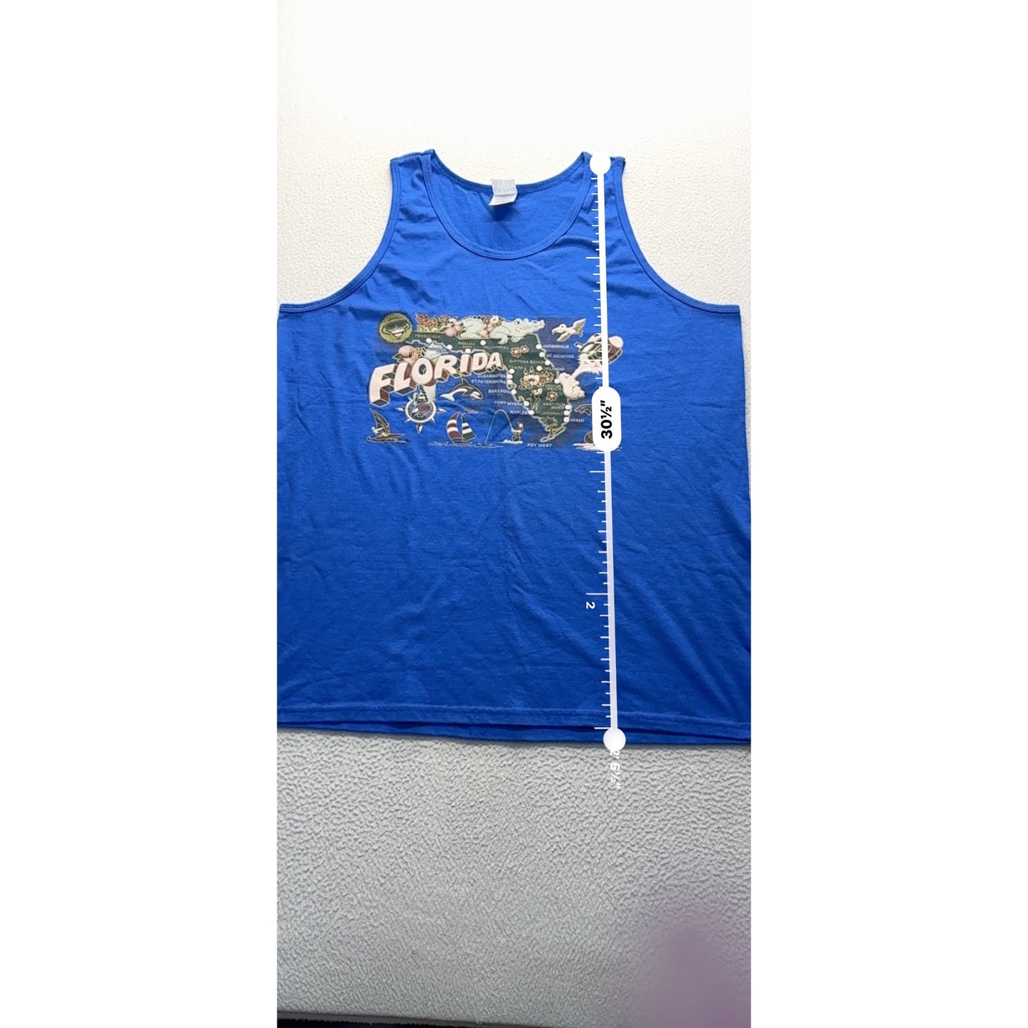 Gildan Ultra Cotton Blue Florida Graphic Tank Top XL #9535