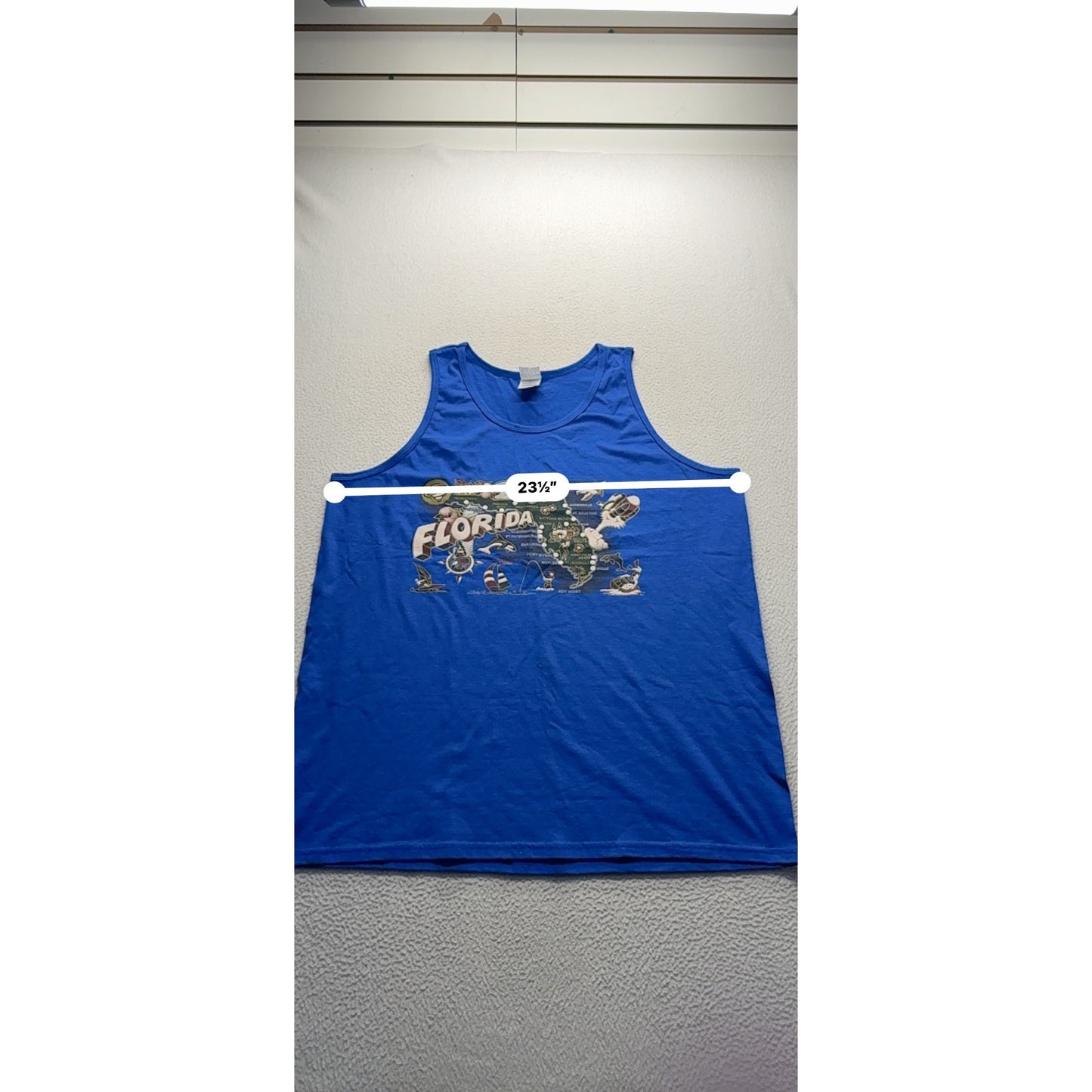 Gildan Ultra Cotton Blue Florida Graphic Tank Top XL #9535
