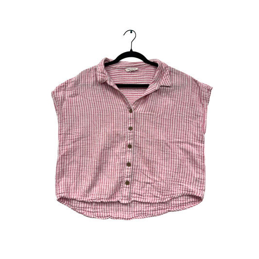 Beachlunchlounge Pink & White Striped Button-Up Shirt #6063