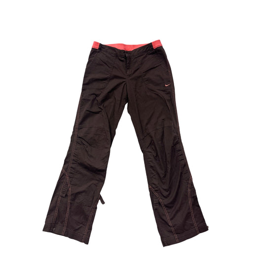 Nike Womens Medium Brown Cargo Pants W/ Coral Waistband & Stitching #6571