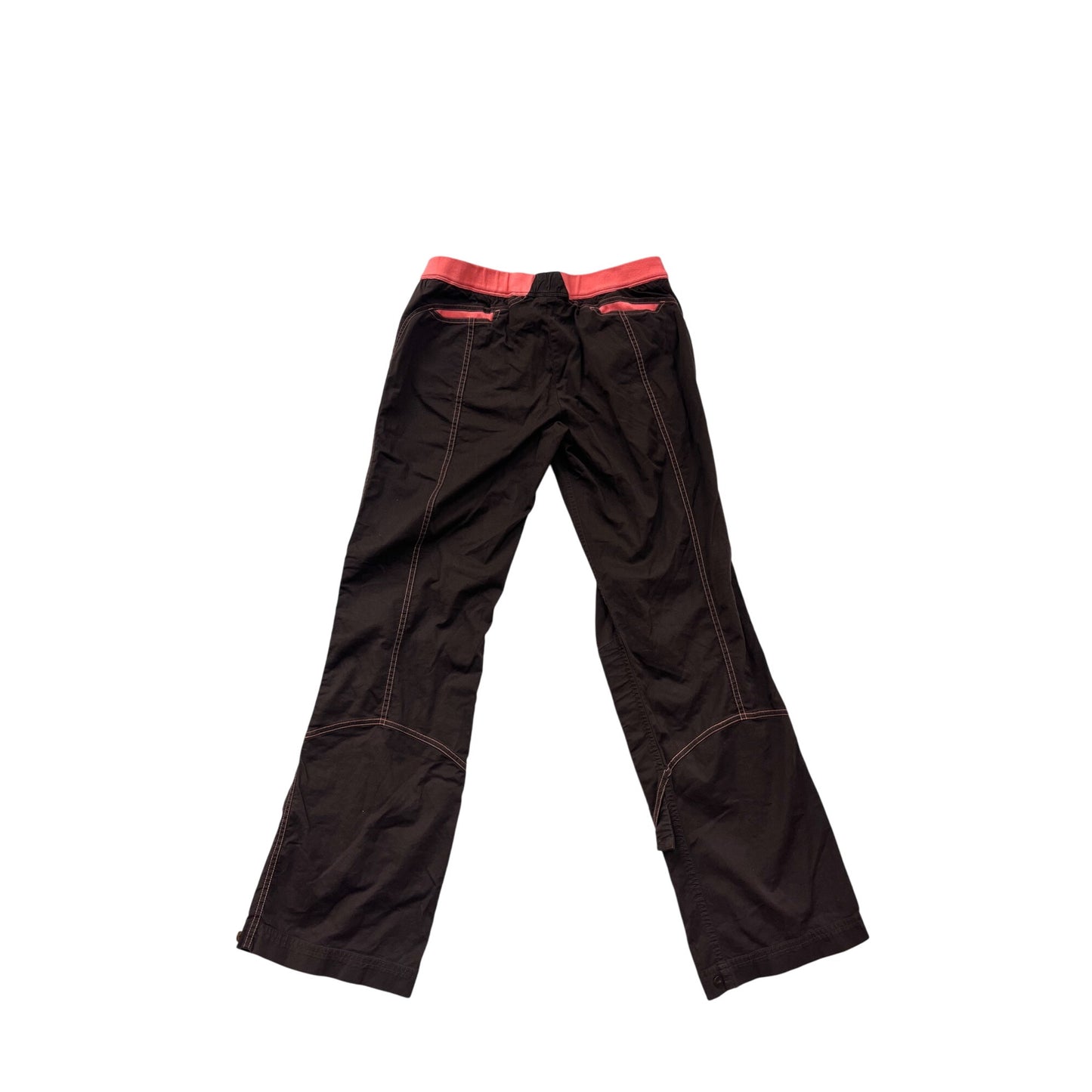 Nike Womens Medium Brown Cargo Pants W/ Coral Waistband & Stitching #6571