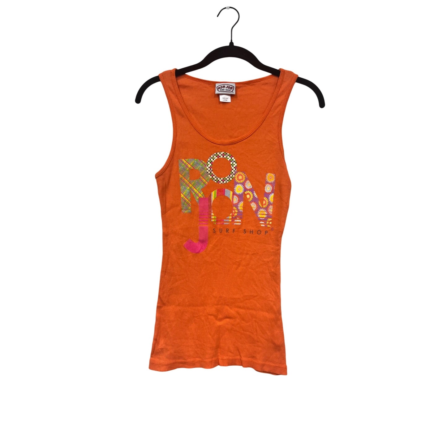 Ron Jon Surf Shop Orange Ribbed Tank Top Large  #97A