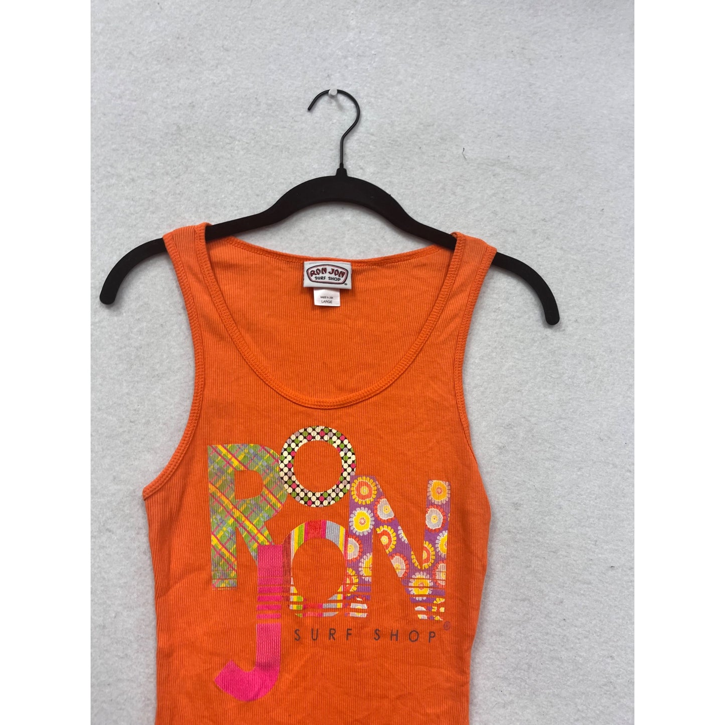 Ron Jon Surf Shop Orange Ribbed Tank Top Large  #97A