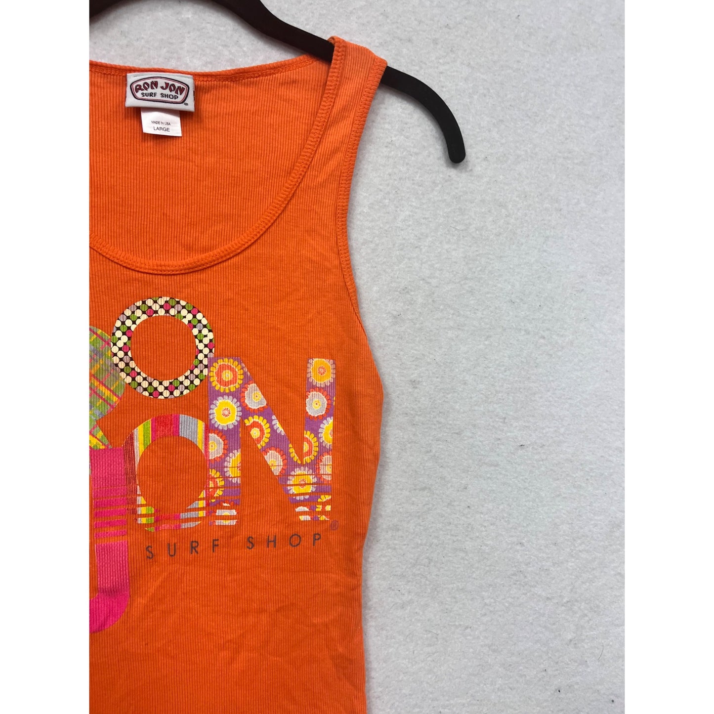 Ron Jon Surf Shop Orange Ribbed Tank Top Large  #97A