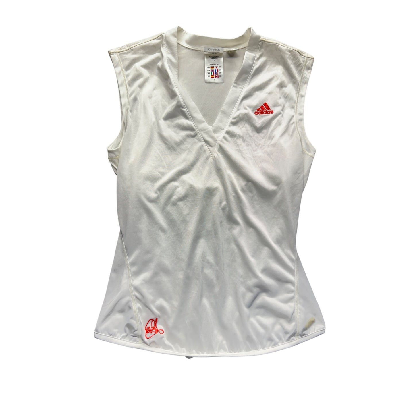 Adidas Clima365  Sleeveless White L Sportswear Shirt Embroidery #9585