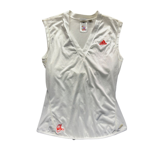 Adidas Clima365  Sleeveless White L Sportswear Shirt Embroidery #9585