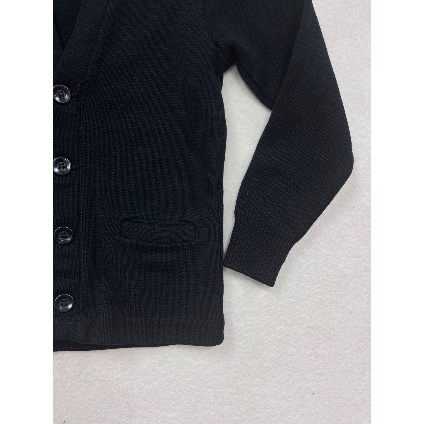 Black Button-Up V-Neck Cardigan Sweater Small #8441