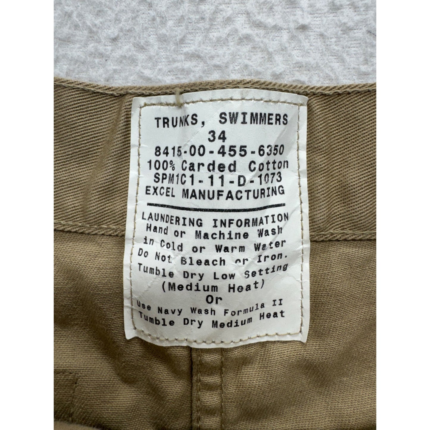Vintage Excel Manufacturing 100% Cotton Tan Swim Trunks 34 #9052