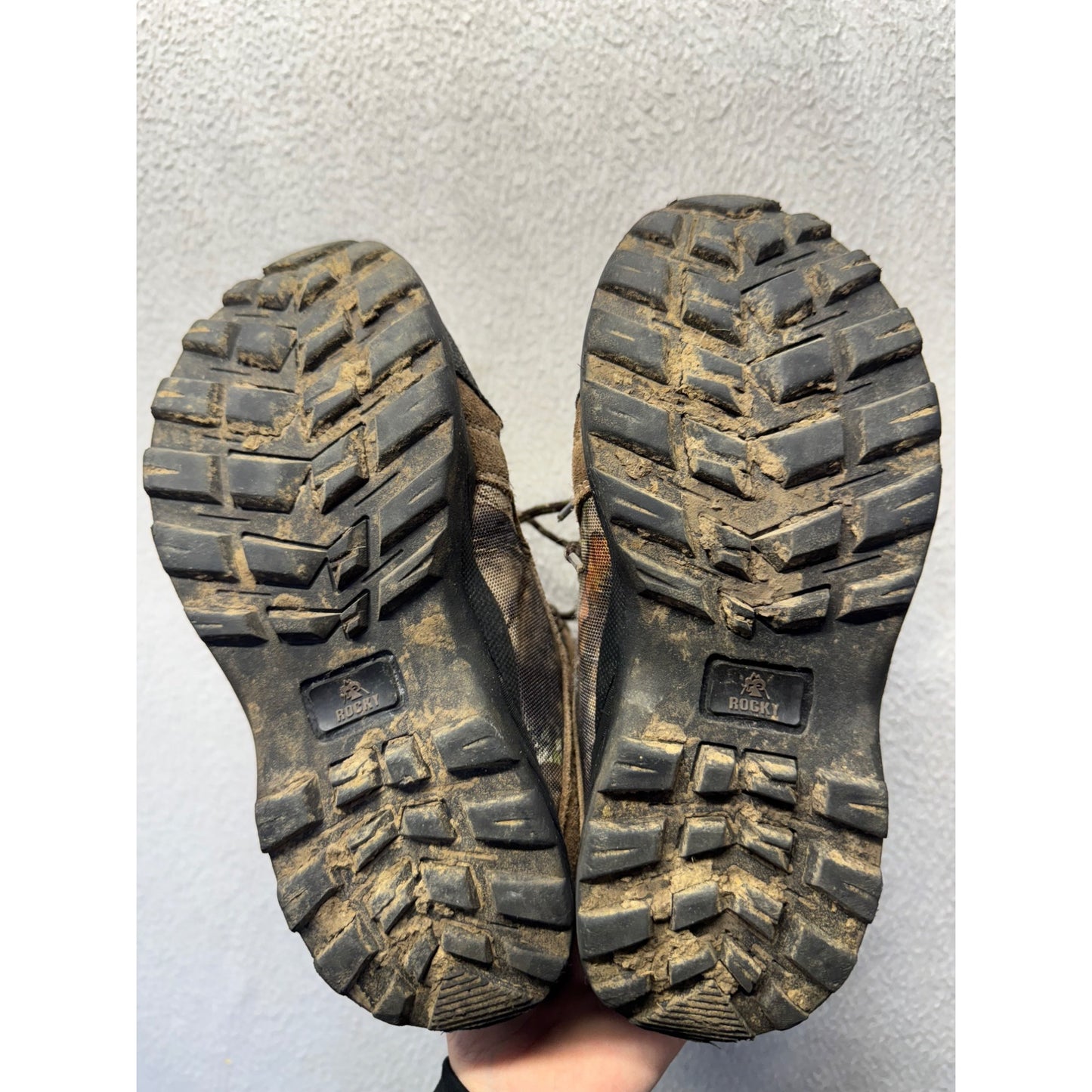 Rocky Brown Camo Hiking Boots With Rubber Soles Size 7 #140B