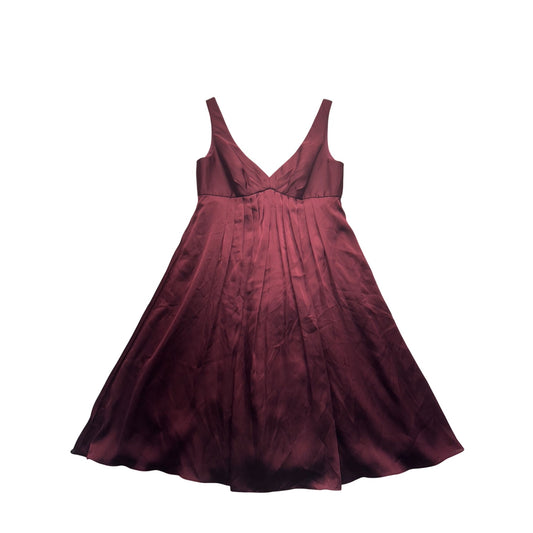 Priscilla Of Boston Burgundy Sleeveless Pleated Fit & Flare Dress Size 8 #7829