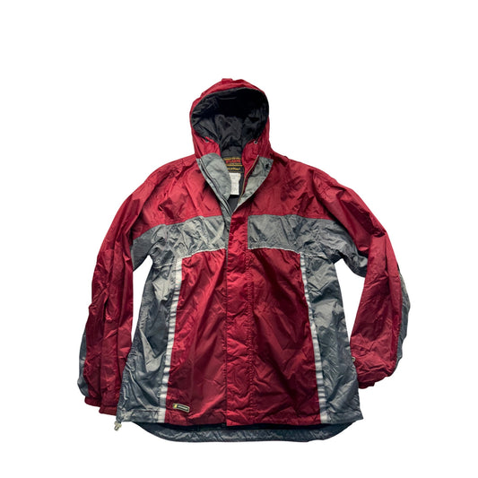 Stearns DryWear Waterproof Breathable Jacket Large Red/Grey Nylon With Hood 9434