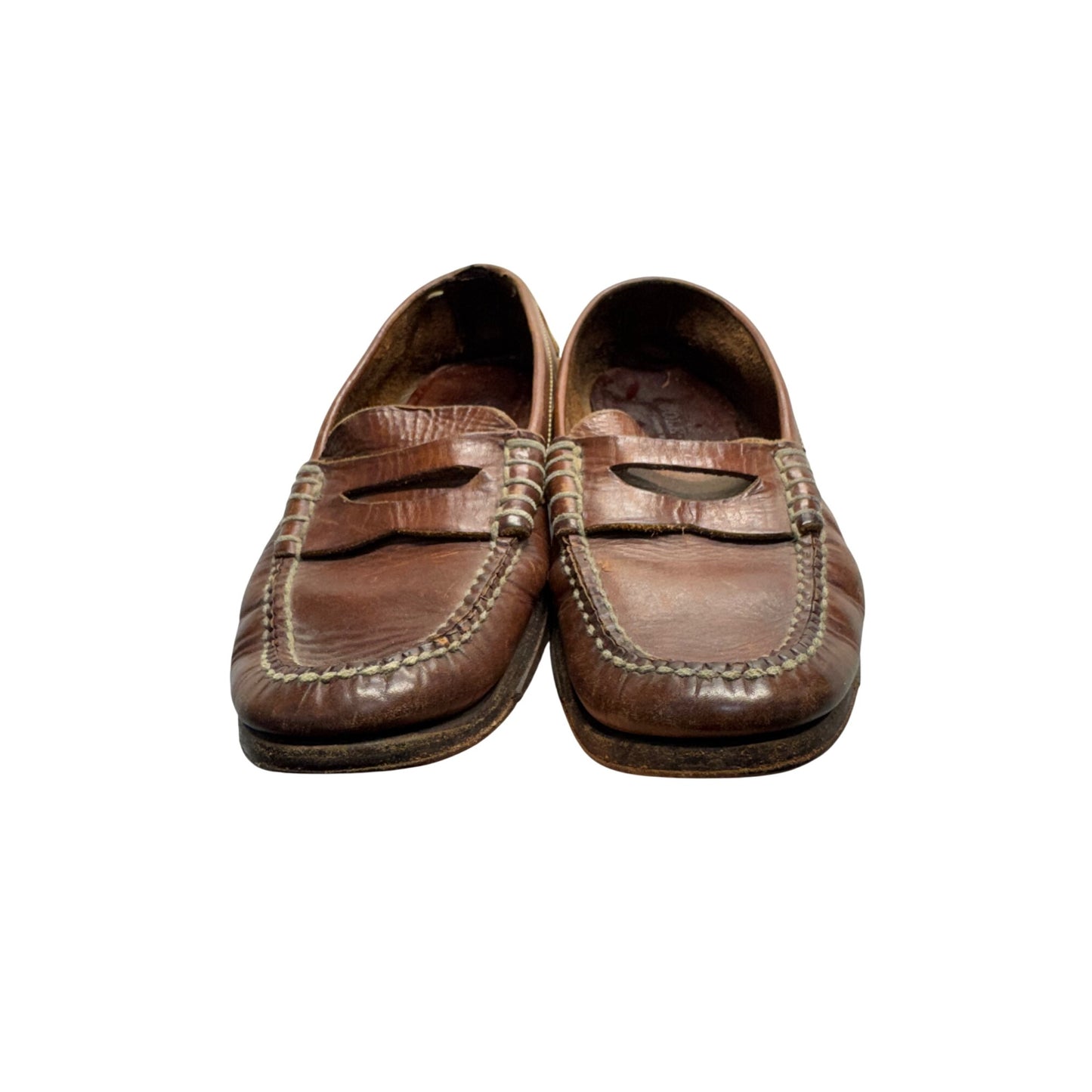 Cole Haan Mens Brown Leather Loafers With Stitched Details 9443