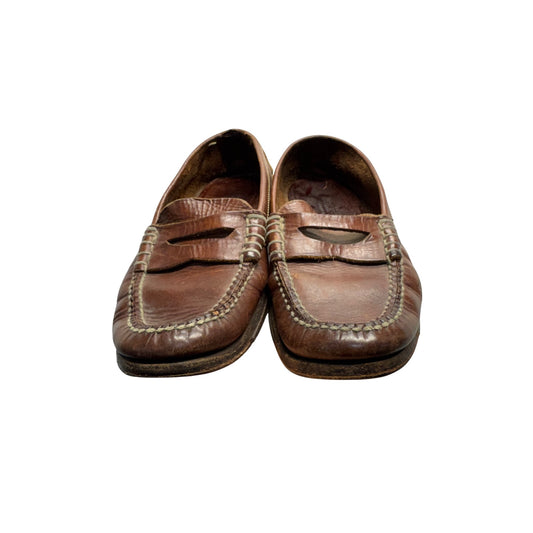 Cole Haan Mens Brown Leather Loafers With Stitched Details 9443