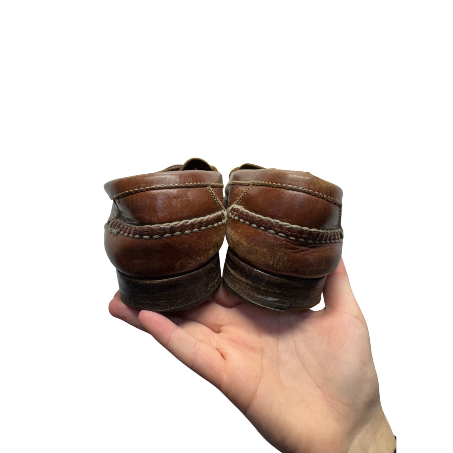 Cole Haan Mens Brown Leather Loafers With Stitched Details 9443