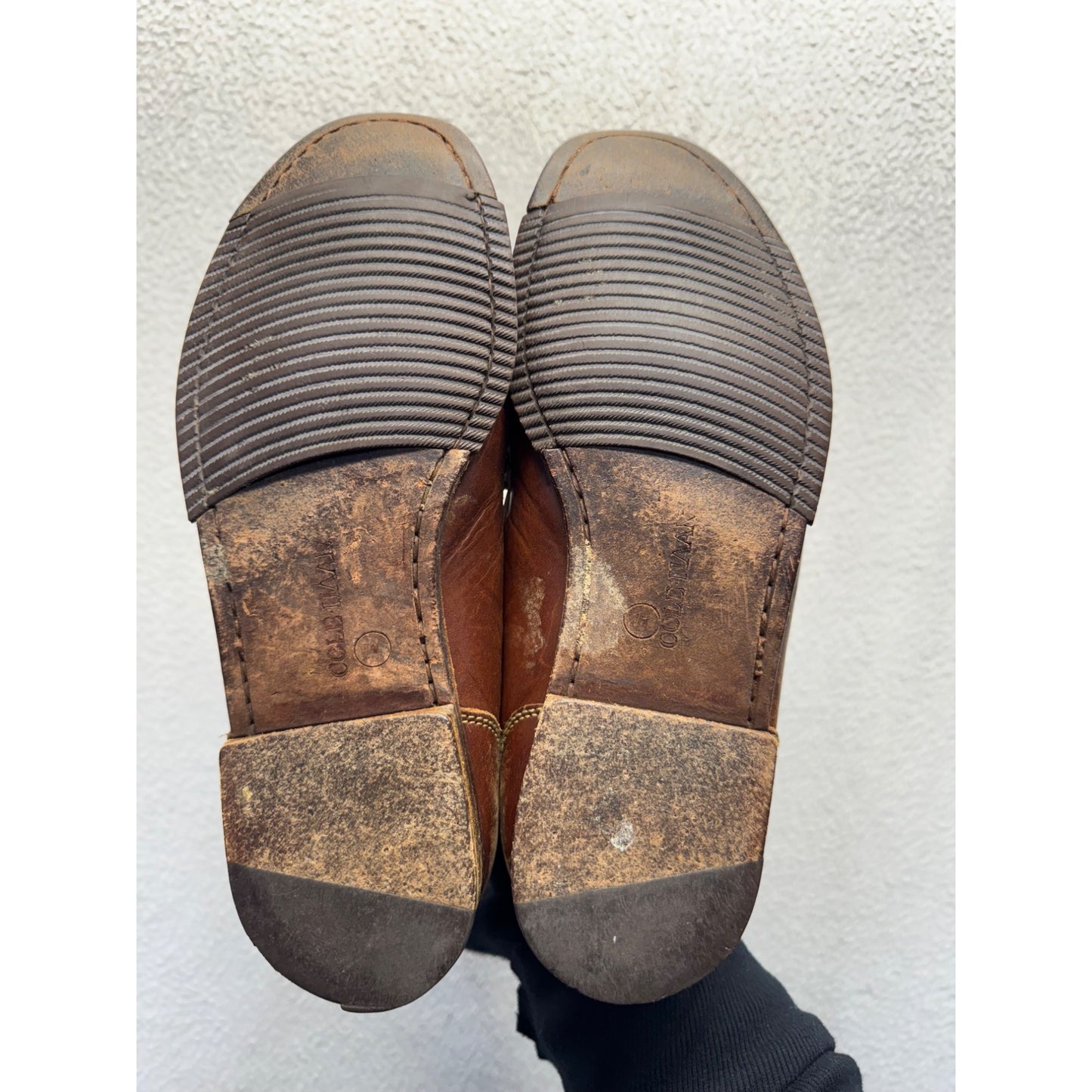 Cole Haan Mens Brown Leather Loafers With Stitched Details 9443