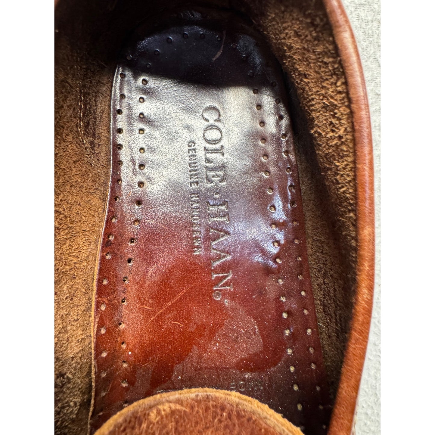 Cole Haan Mens Brown Leather Loafers With Stitched Details 9443