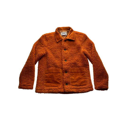 Stoic Womens Sherpa Fleece Jacket XS Orange Corduroy Trim Polyester Lining #7067