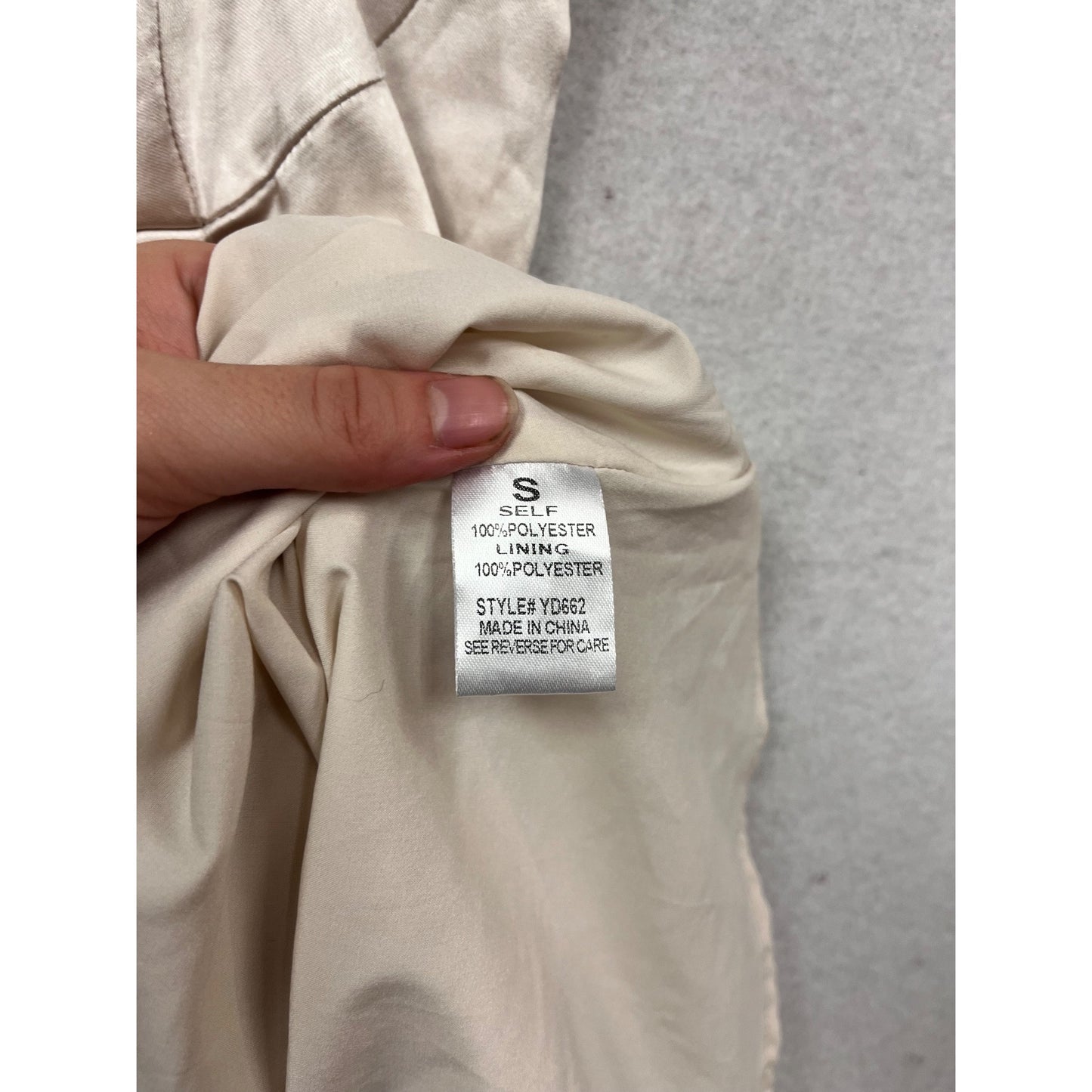 Audrey 3+1 Satin Mini Dress S Beige Ruffle Hem #968A