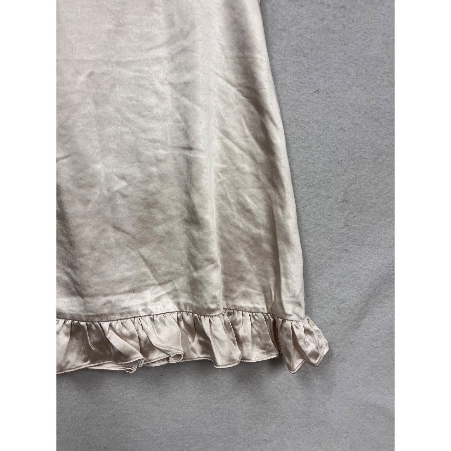 Audrey 3+1 Satin Mini Dress S Beige Ruffle Hem #968A