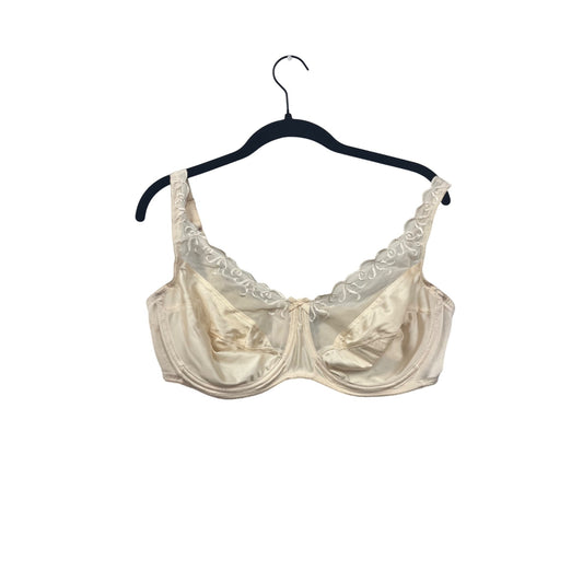 Vintage Vassarette Beige Embroidered Sheer Lace Full Coverage Bra 38D #21A