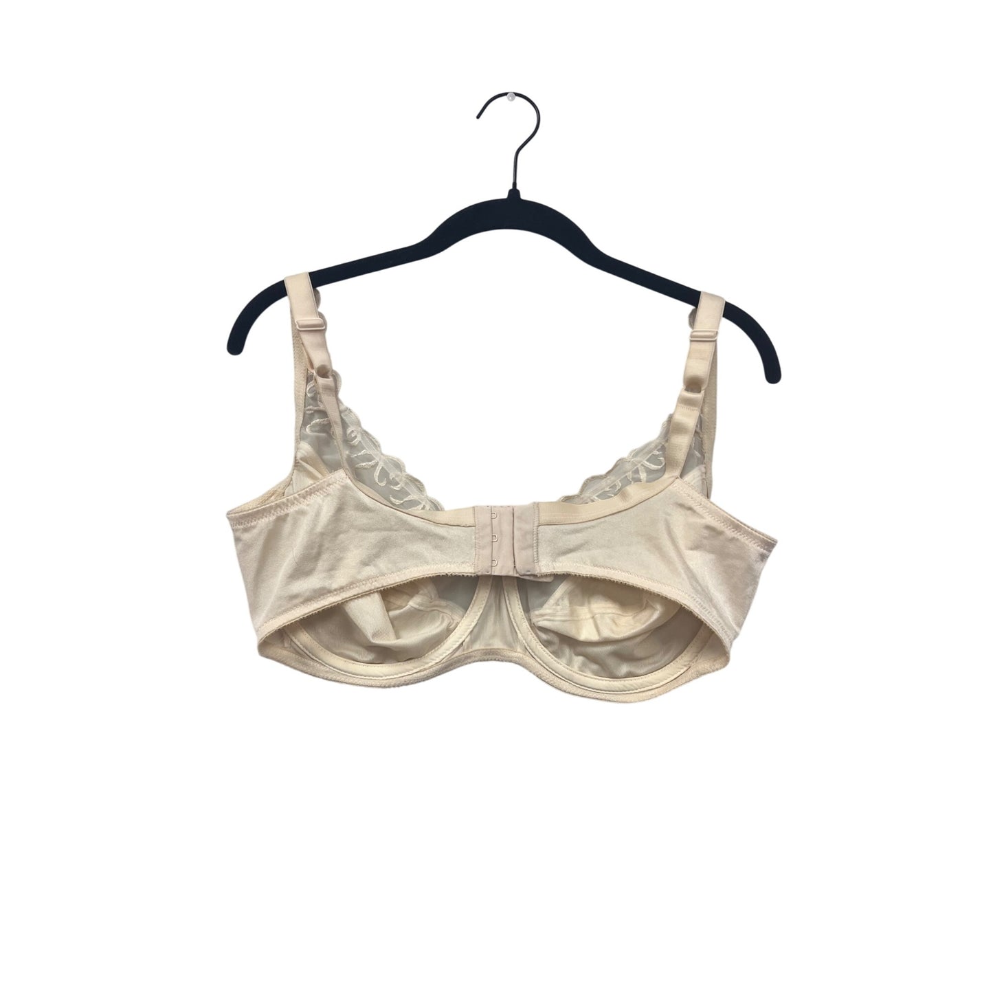 Vintage Vassarette Beige Embroidered Sheer Lace Full Coverage Bra 38D #21A