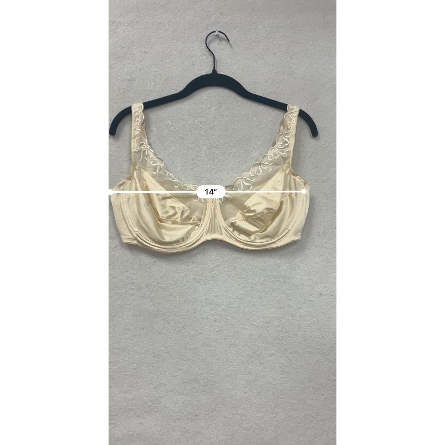 Vintage Vassarette Beige Embroidered Sheer Lace Full Coverage Bra 38D #21A