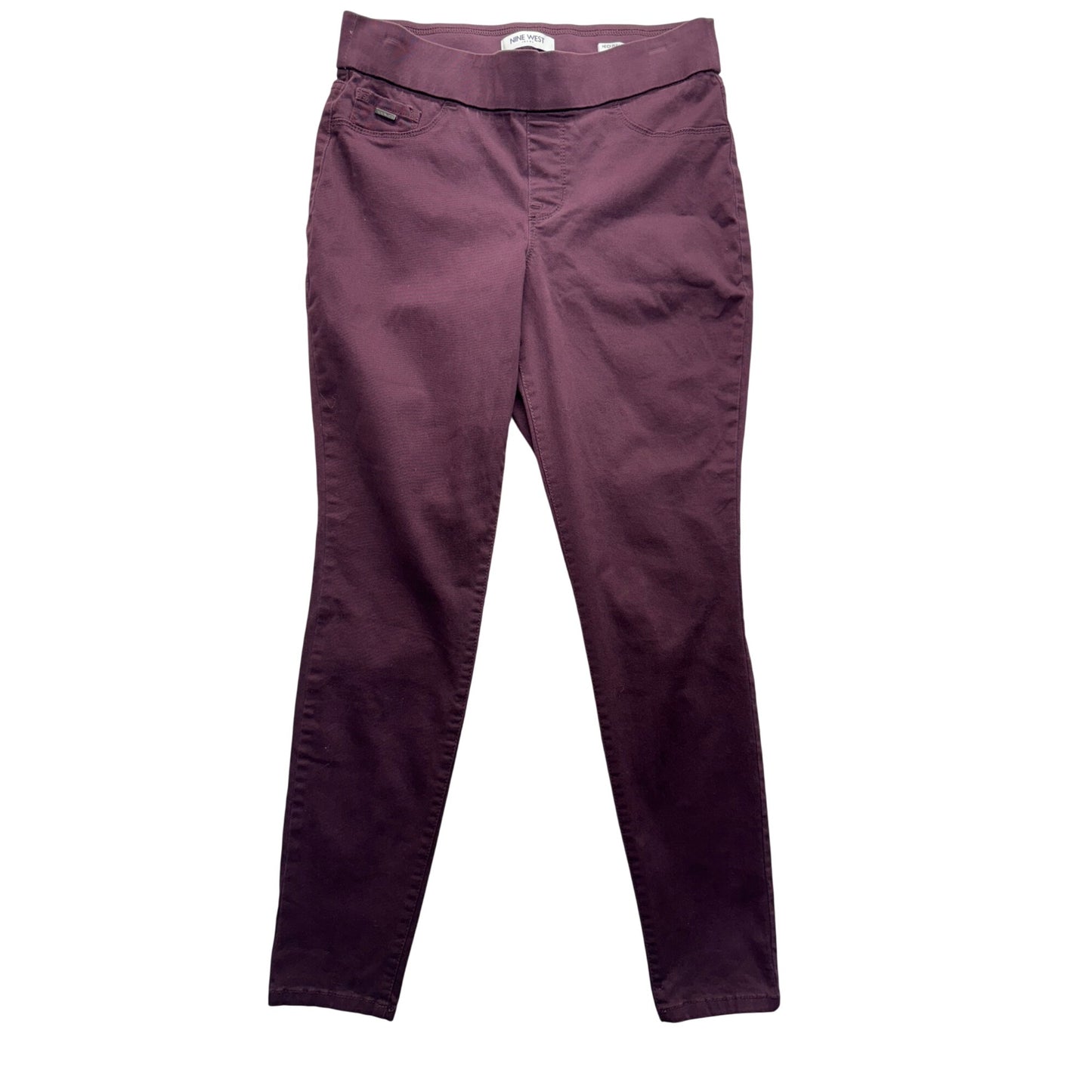 Nine West Heidi Pull-On Skinny Jeans Size 6 Burgundy Denim Mid-Rise 209B