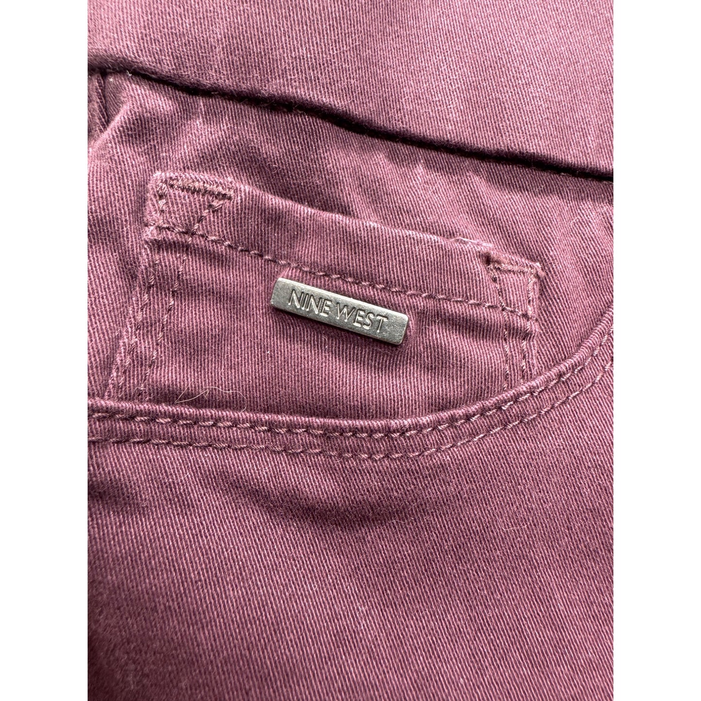 Nine West Heidi Pull-On Skinny Jeans Size 6 Burgundy Denim Mid-Rise 209B