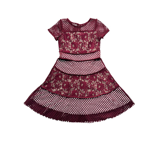 Blush By Us Angels Girls Lace & Mesh Dress Size 14 Red #250B